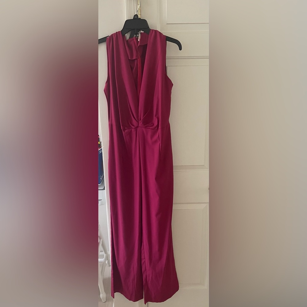 Dark Pink Satin Jumpsuit